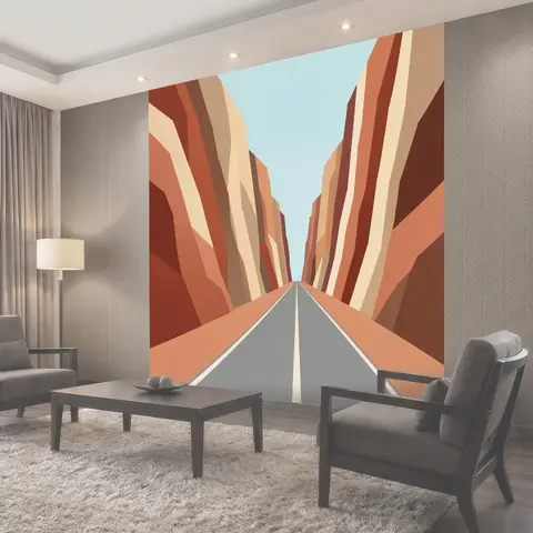 Фотообои Дорога через пустынный каньон