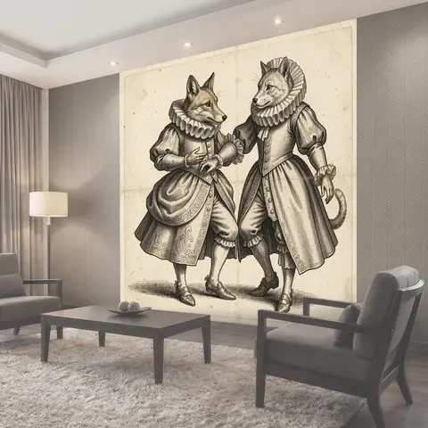 Фотообои Лисья пара в костюмах