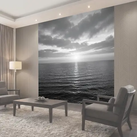 Фотообои Монохромный морской горизонт на закате