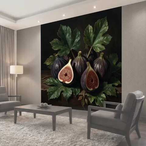 Фотообои Изысканные инжиры и зелёные листья