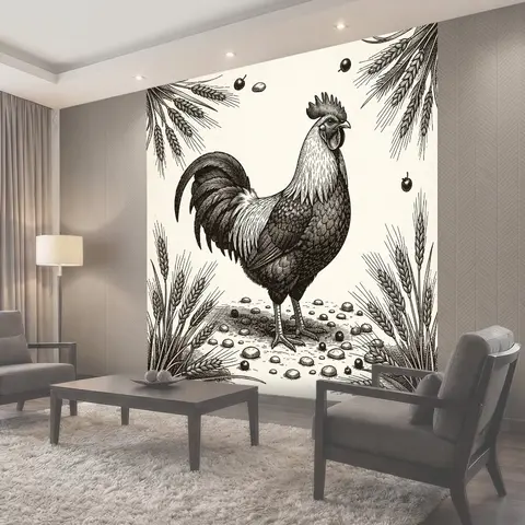Фотообои Петух и зерновые на поле