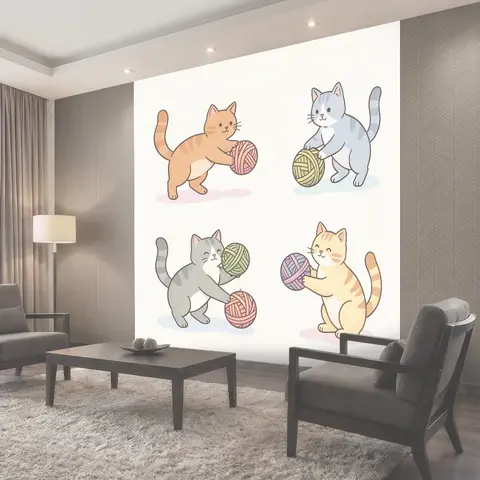Фотообои Кошки играют с клубками
