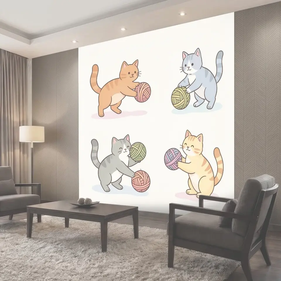 Фотообои Кошки играют с клубками