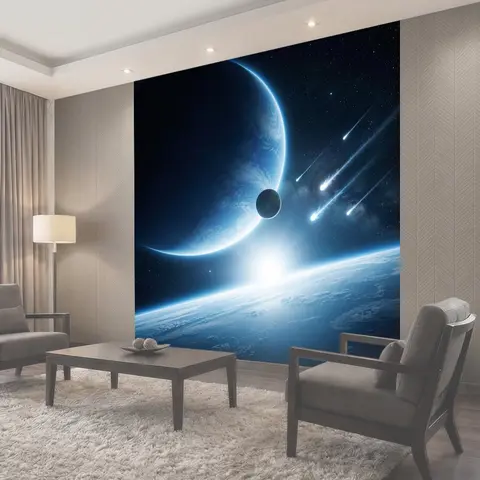 Фотообои Космос с планетами и метеорами