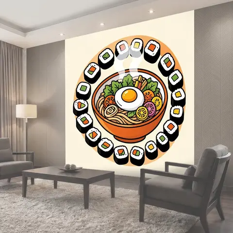 Фотообои Азиатский фуд-арт с роллами
