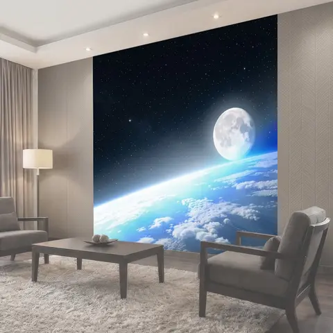Фотообои Луна над горизонтом Земли
