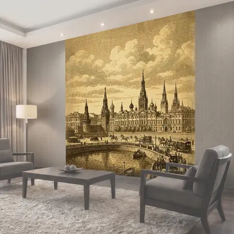 Фотообои Московский Кремль в винтажной гравюре