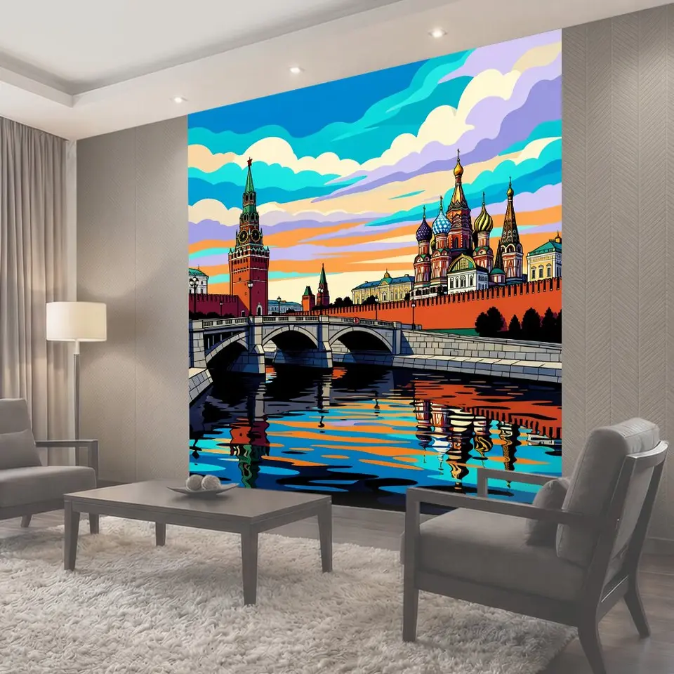 Фотообои Москва с Кремлем на закате