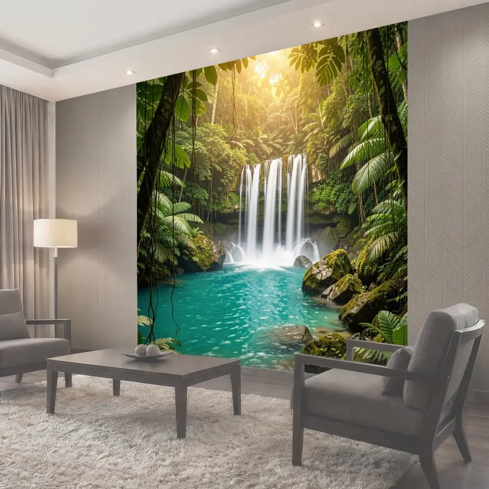 Фотообои Тропический водопад в джунглях