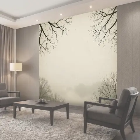 Фотообои Голые ветви на туманном небе