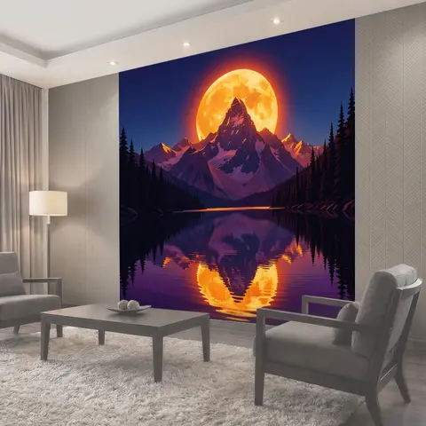 Фотообои Лунная ночь в горах