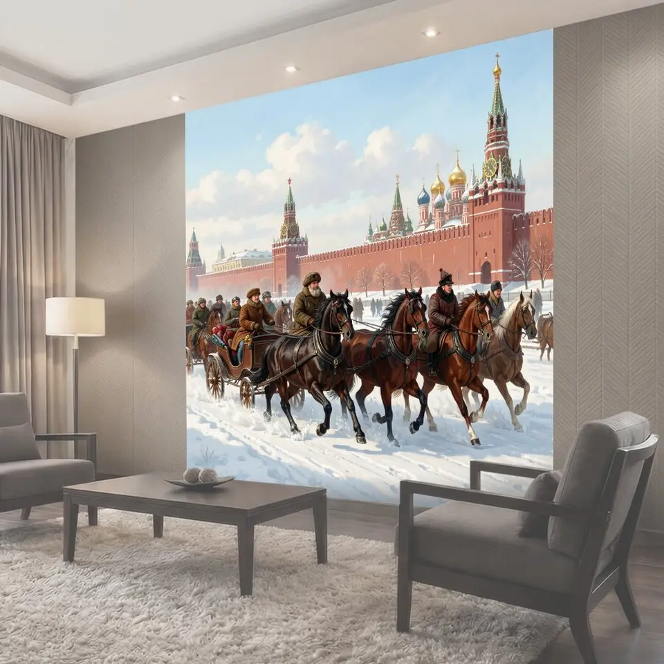 Фотообои Зимняя Москва с тройками