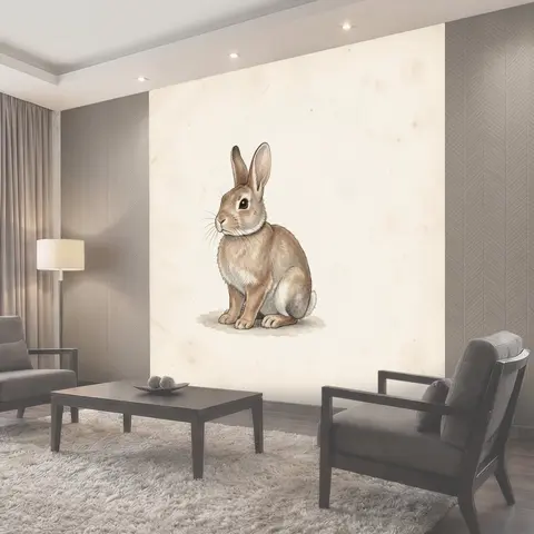 Фотообои Нежный зайчик на светлом фоне