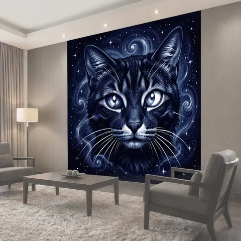 Фотообои Космический кот с узорами звезд