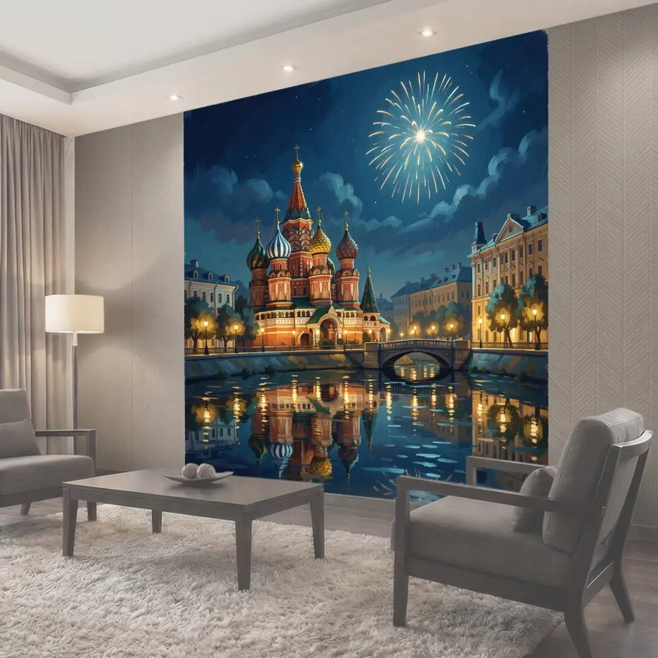 Фотообои Праздничный вечер у реки