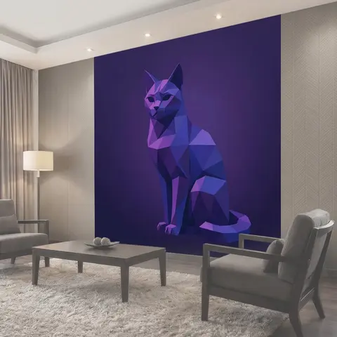 Фотообои Геометрический кот в фиолетовом