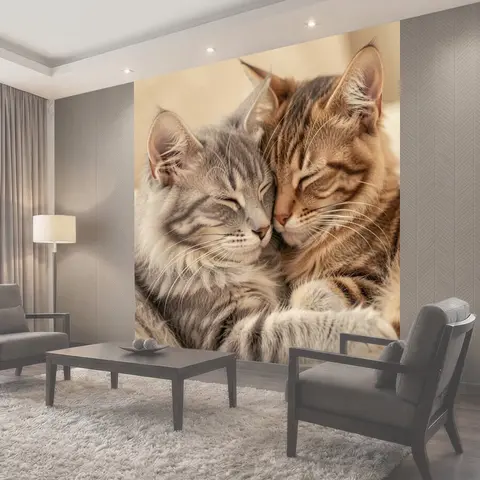 Фотообои Два спящих котёнка крупным планом