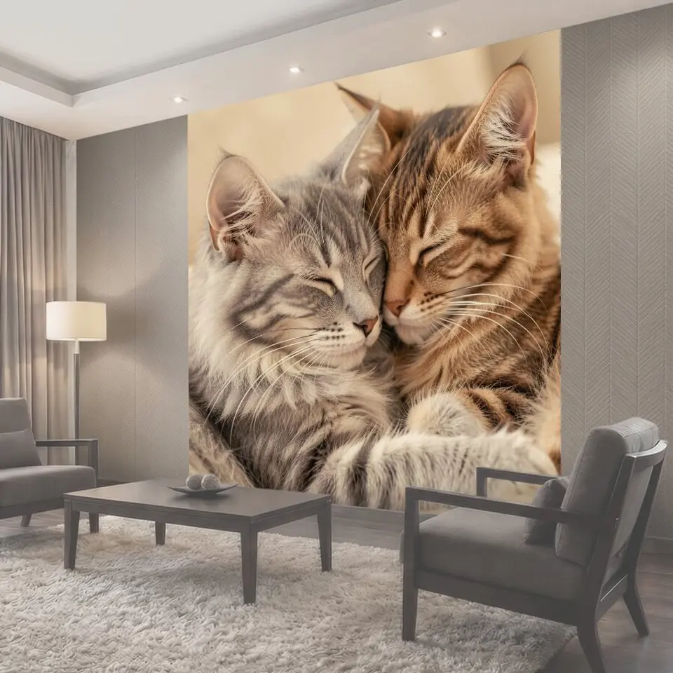Фотообои Два спящих котёнка крупным планом