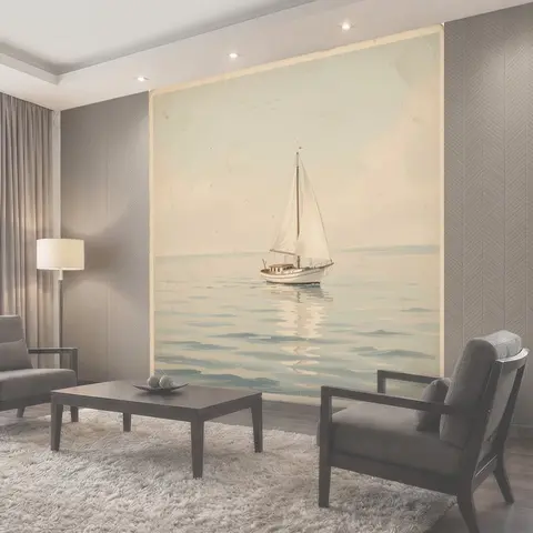 Фотообои Парусная яхта на спокойном море
