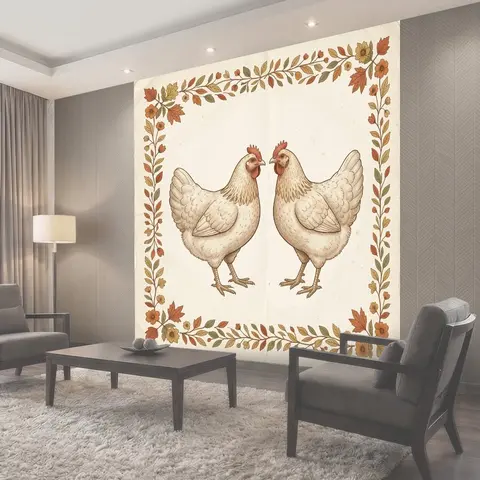 Фотообои Две белые курицы в рамке