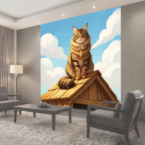 Фотообои Пушистый кот на крыше