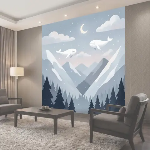 Фотообои Киты над снежными горами