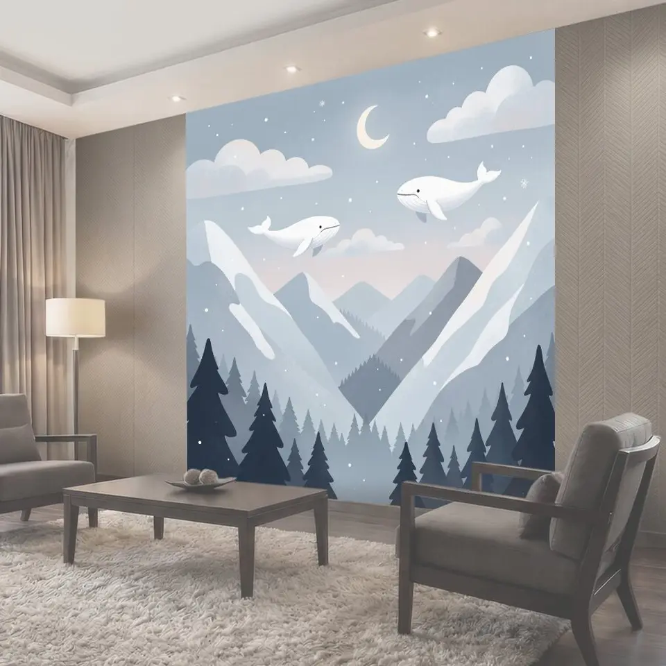 Фотообои Киты над снежными горами