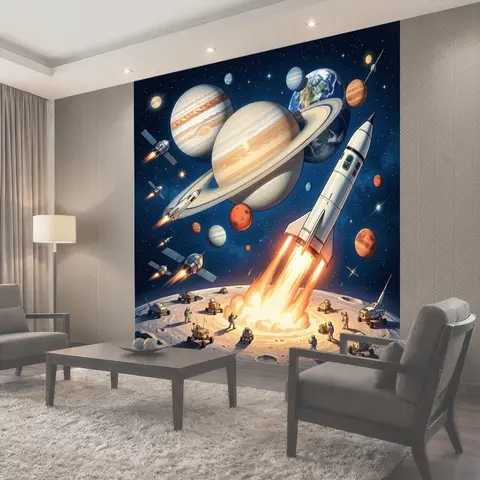 Фотообои Космический старт ракеты на Луне