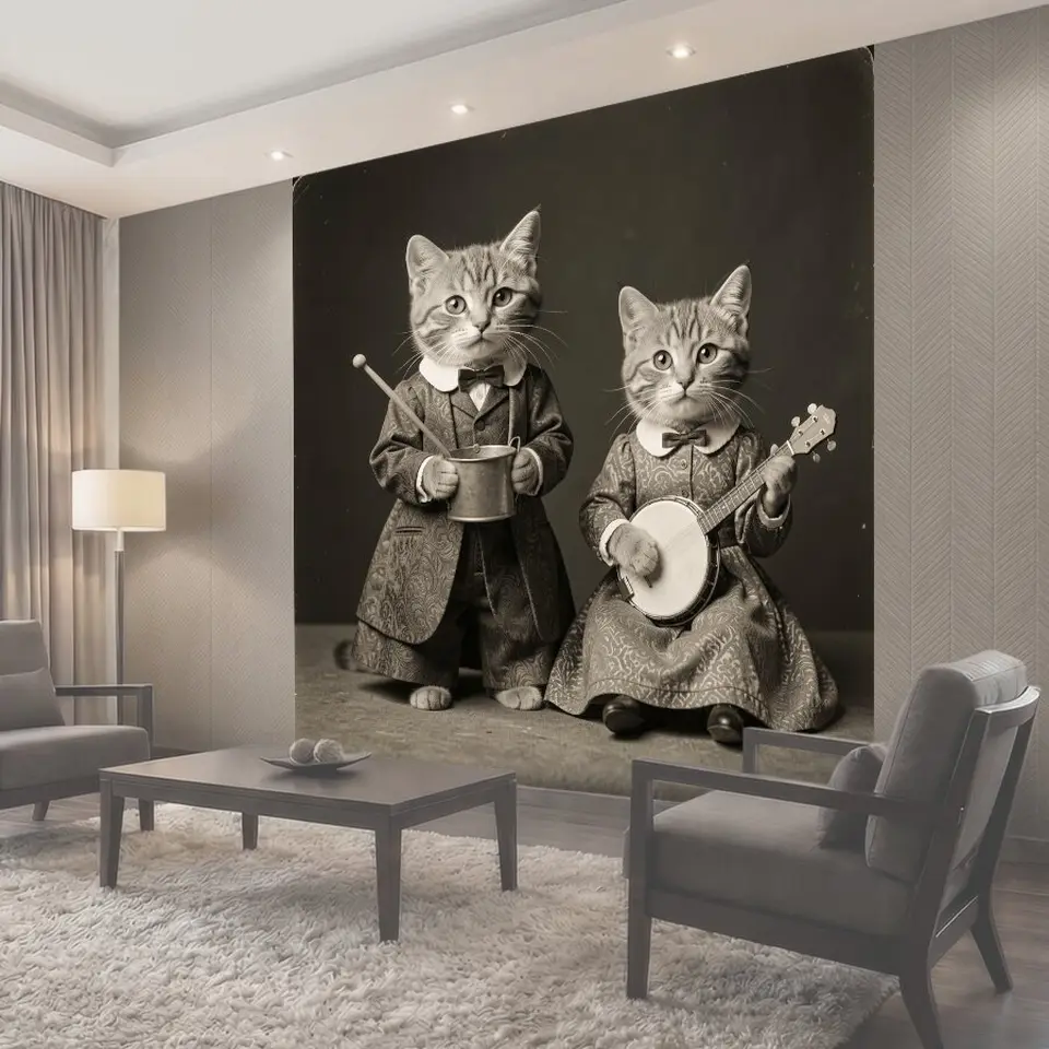Фотообои Усатые музыканты в костюмах