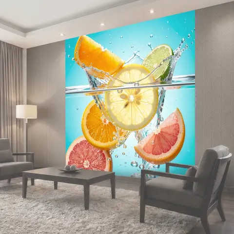 Фотообои Цитрусы в водяном всплеске