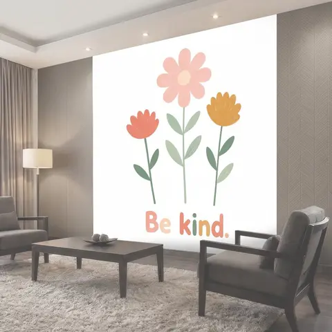 Фотообои Три цветка с надписью Be kind