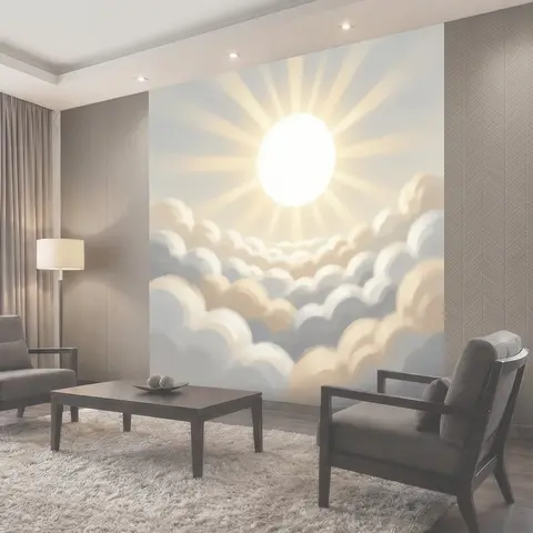 Фотообои Солнечное небо над облаками