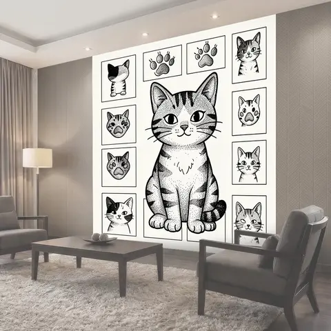 Фотообои Котики в лапах и следах