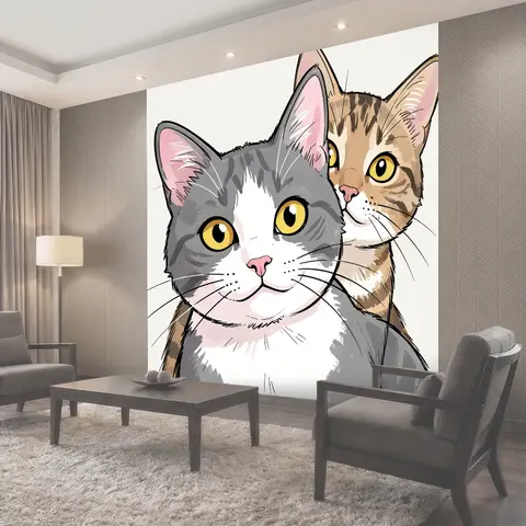 Фотообои Два милых кота крупным планом