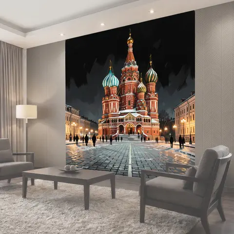 Фотообои Собор Василия Блаженного зимой