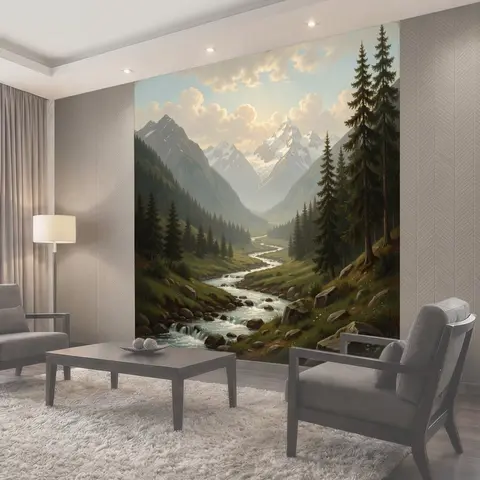 Фотообои Горная долина с рекой