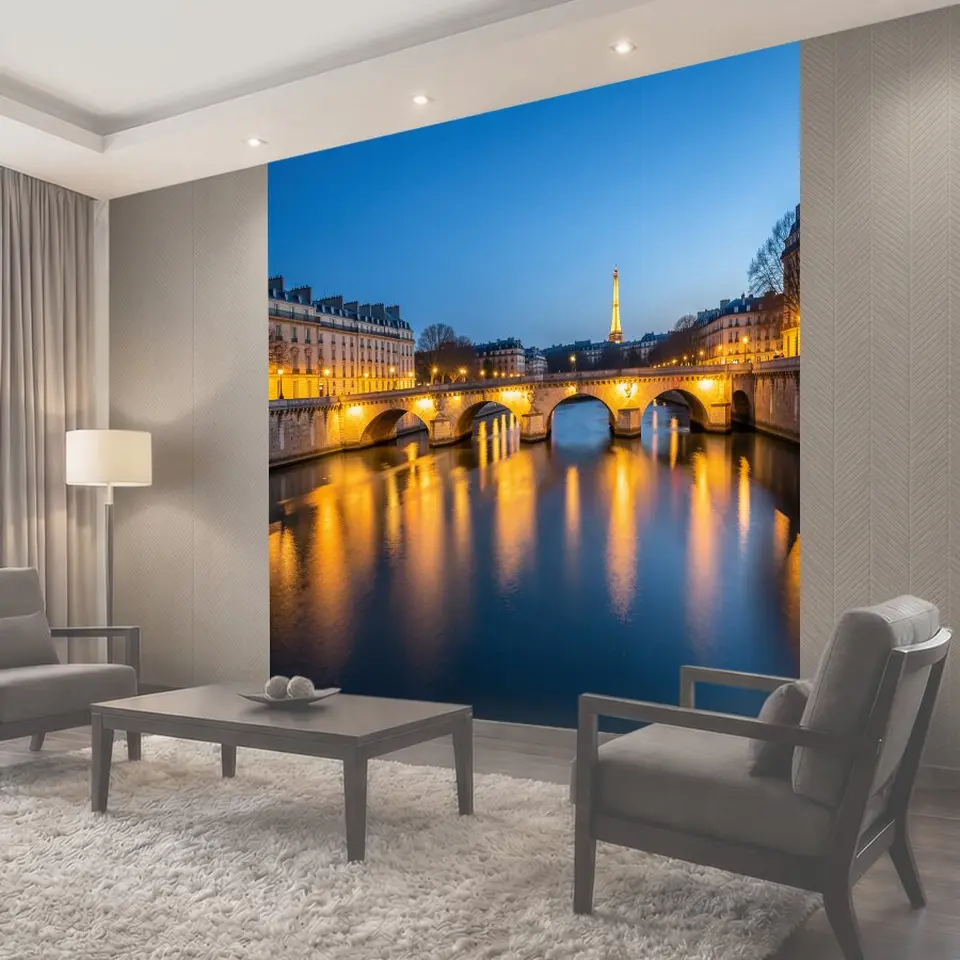 Фотообои Ночной Париж с Эйфелевой башней
