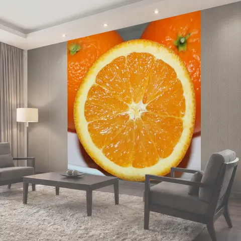 Фотообои Долька апельсина крупным планом Крупный план апельсина