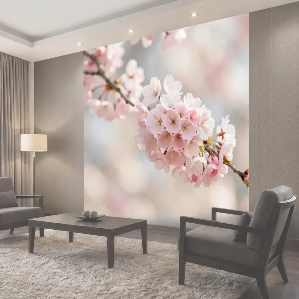 Фотообои Розовые цветы сакуры на ветке