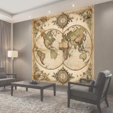 Фотообои Винтажная карта мира