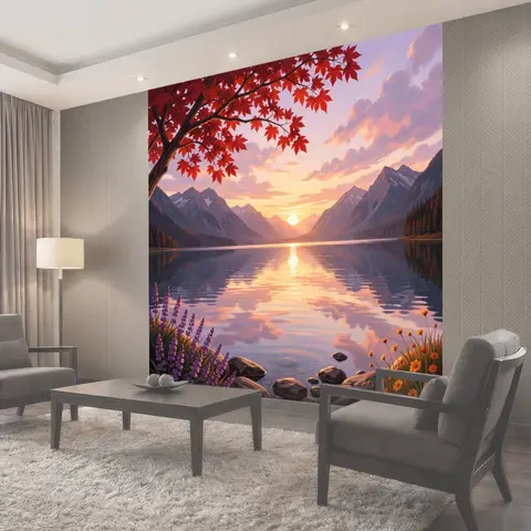 Фотообои Горное озеро на закате