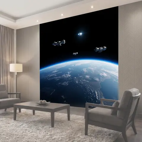 Фотообои Космическая орбитальная станция над Землей