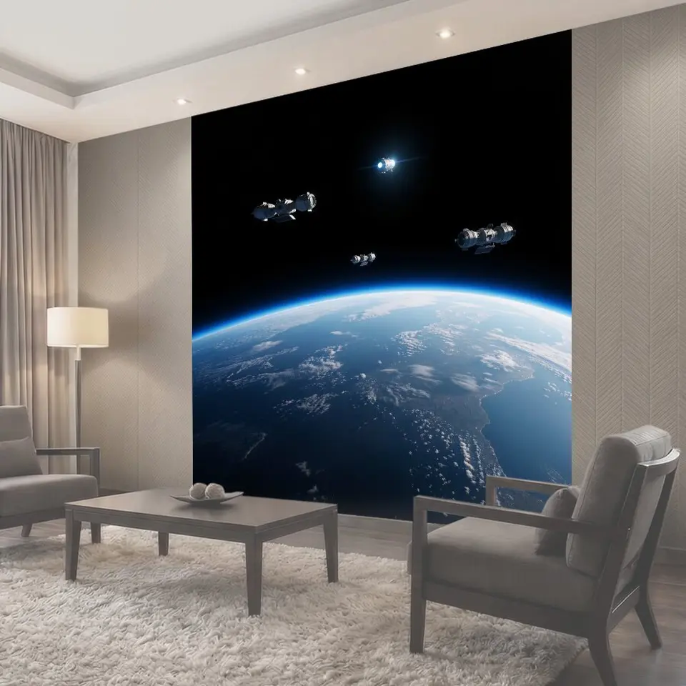 Фотообои Космическая орбитальная станция над Землей