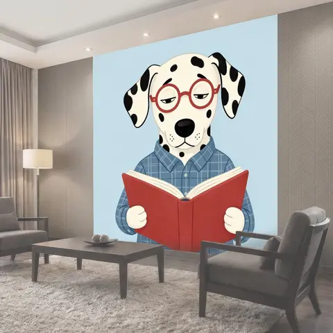 Фотообои Далматинец в очках с книгой