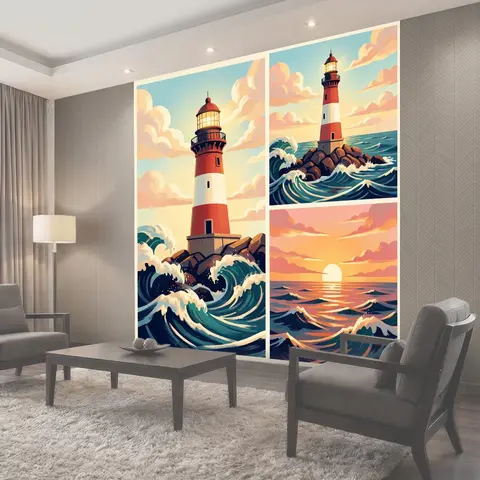 Фотообои Маяк у бурного моря
