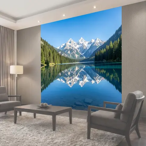 Фотообои Альпийское озеро с отражением гор