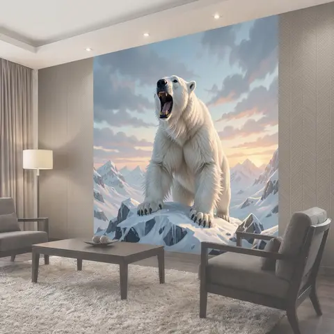 Фотообои Белый медведь на скале