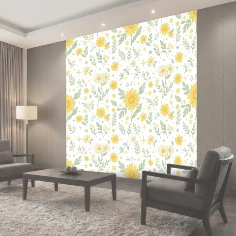 Фотообои Солнечные цветы и зелёные травы
