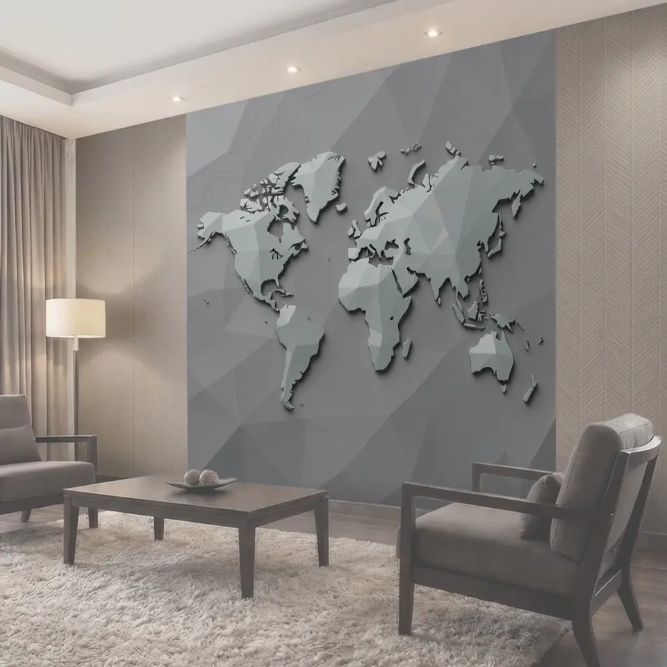 Фотообои Географическая карта мира в 3D