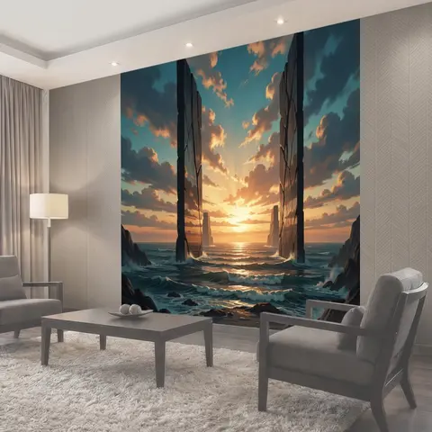 Фотообои Морской закат у скал